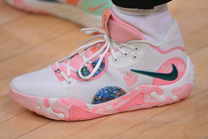 Paul George wearing a Nike PG 6 PE,